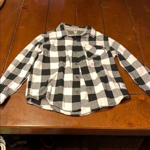 Black white checkerboard long sleeve shirt